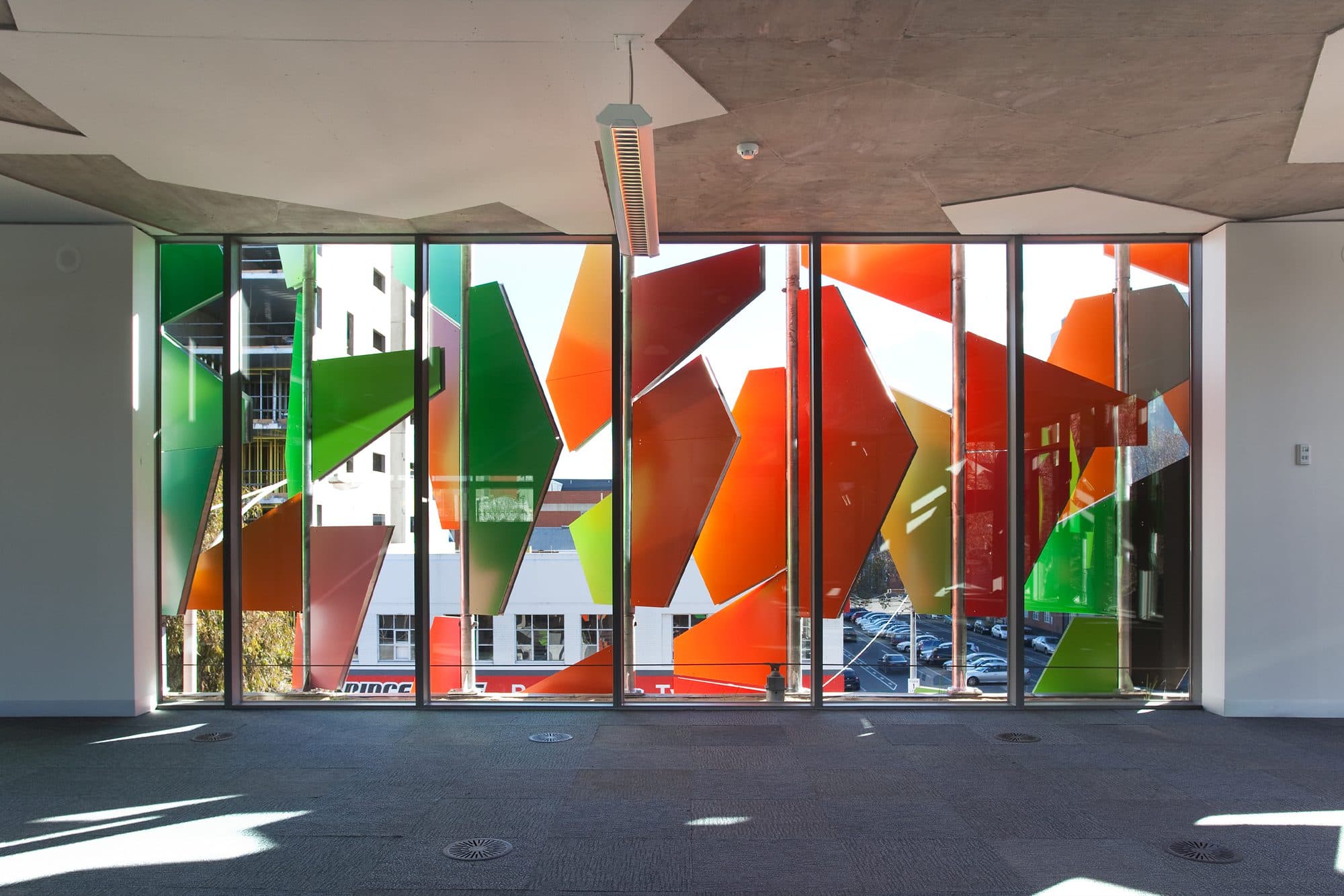 Interior view of the Pixel Building Facade.