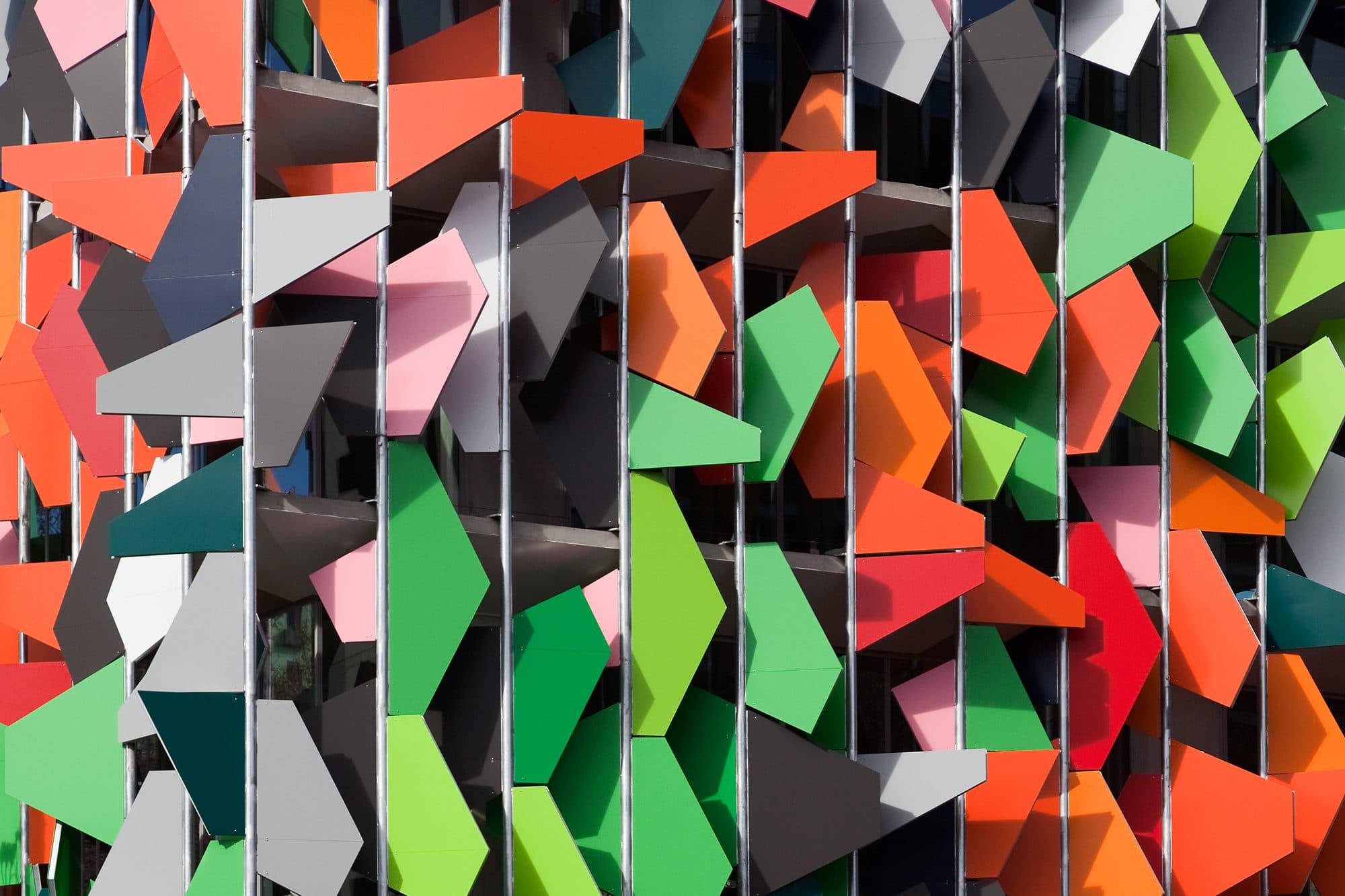 The Pixel Building colourful facade.