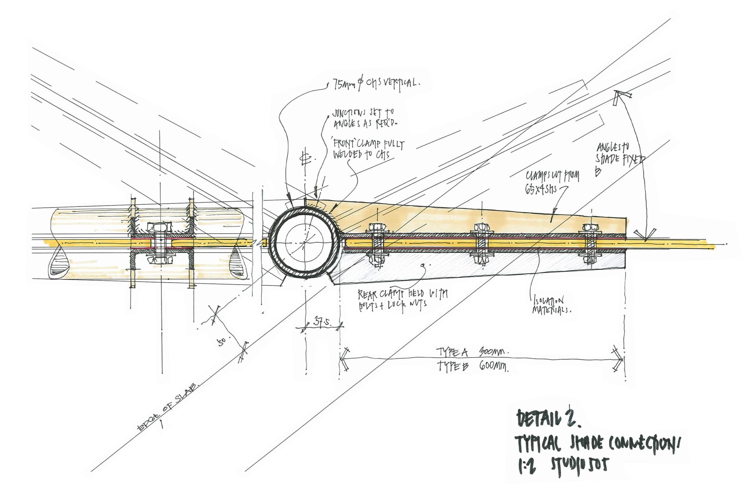 Detail sketch of the facade system on the Pixel Building.
