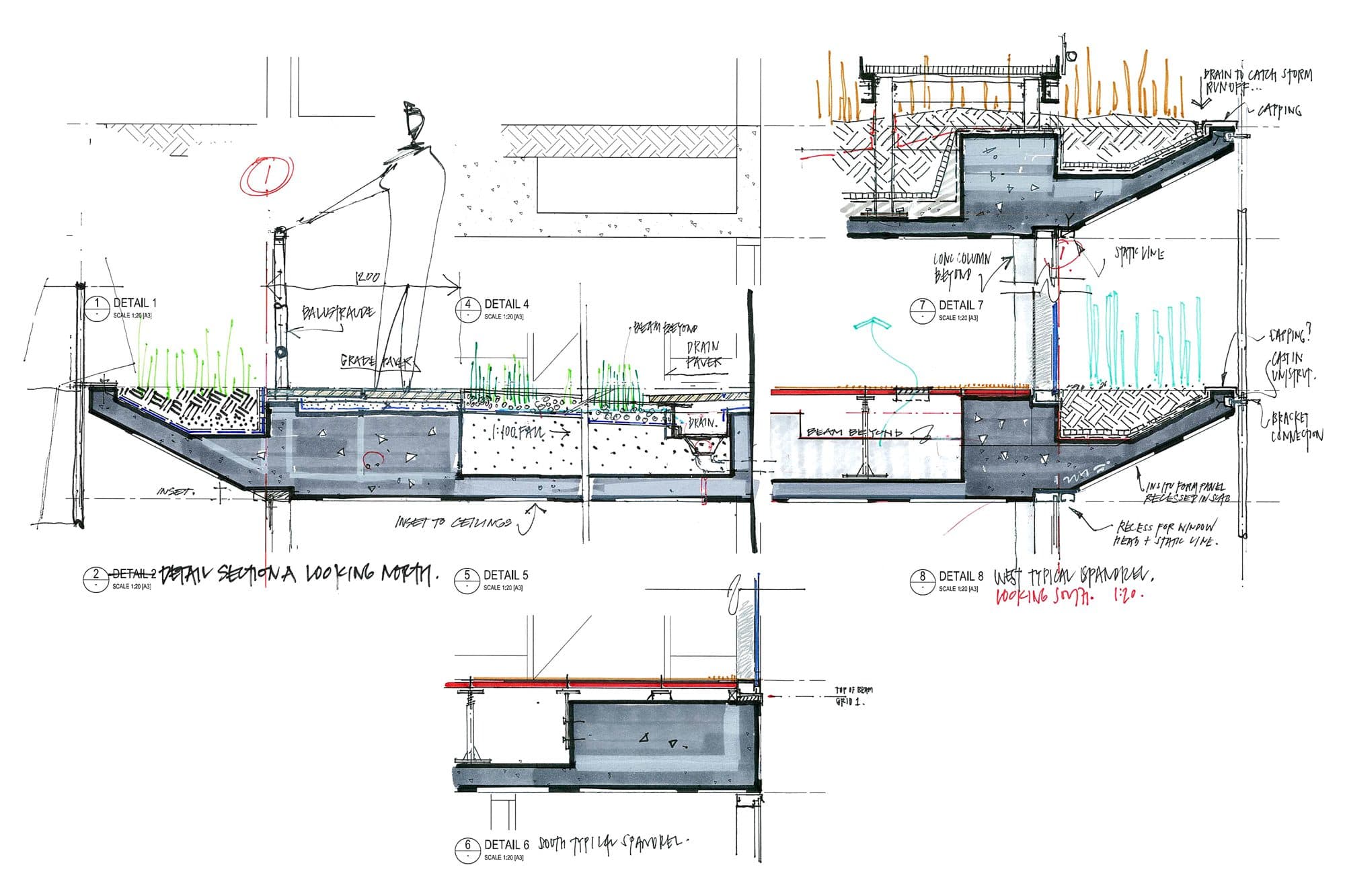 Edge detail sketch of the Pixel Building.